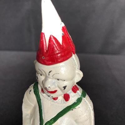 Painted Cast Metal Clown Bank