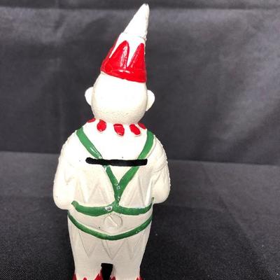Painted Cast Metal Clown Bank