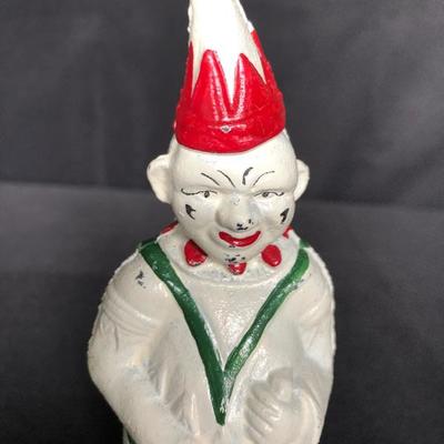 Painted Cast Metal Clown Bank