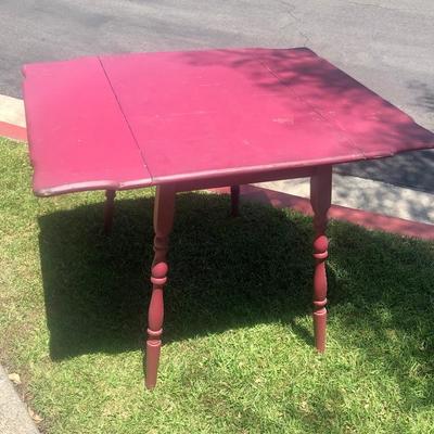 Red Drop Leaf Wood Dining Table
