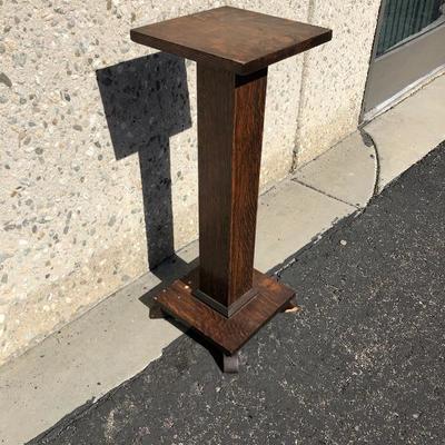 Vintage Square Wood Plant Stand Table