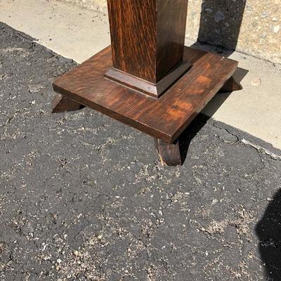 Vintage Square Wood Plant Stand Table