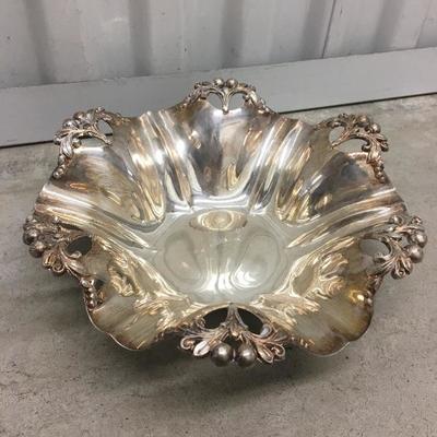 Vintage Silver on Copper Ruffled Edge Center Bowl