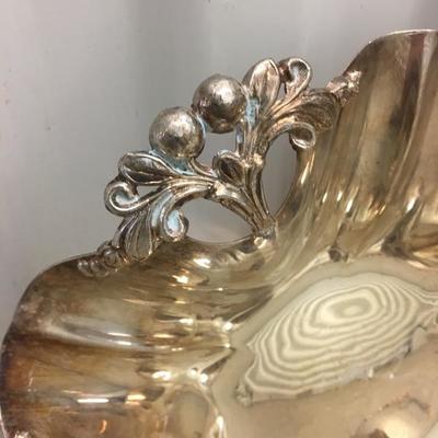 Vintage Silver on Copper Ruffled Edge Center Bowl