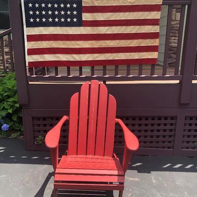 Lot 182- Adirondack Chair and Flag