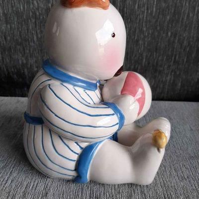 Charpente Ceramic Puppy w/ Ball Bank Kathy Orr Piggy Bank