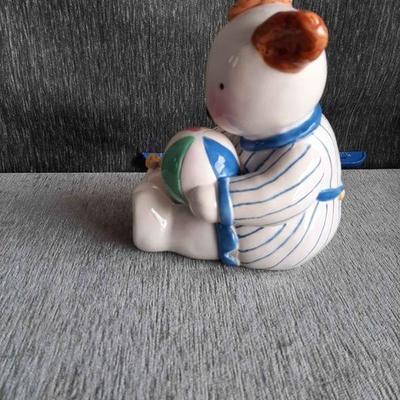 Charpente Ceramic Puppy w/ Ball Bank Kathy Orr Piggy Bank