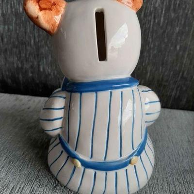 Charpente Ceramic Puppy w/ Ball Bank Kathy Orr Piggy Bank