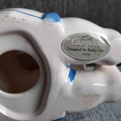 Charpente Ceramic Puppy w/ Ball Bank Kathy Orr Piggy Bank