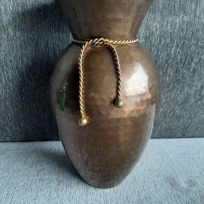 Vintage Brass Vase Made in India Hammered Look 