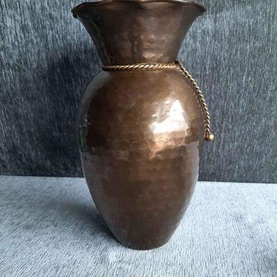 Vintage Brass Vase Made in India Hammered Look 