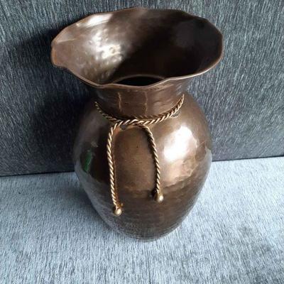 Vintage Brass Vase Made in India Hammered Look 