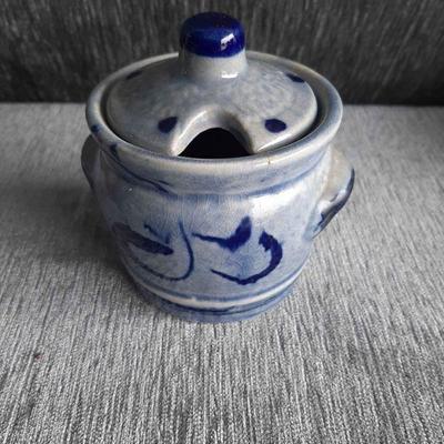 Vintage Blue Salt Glaze Pottery