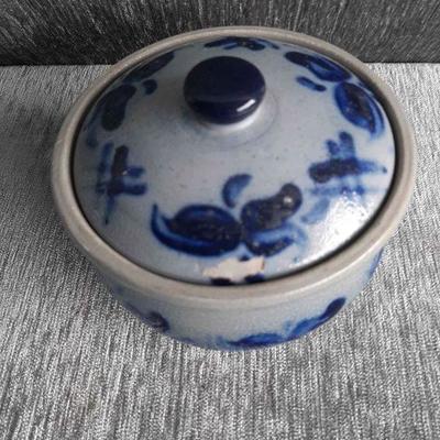 Vintage Blue Salt Glaze Pottery