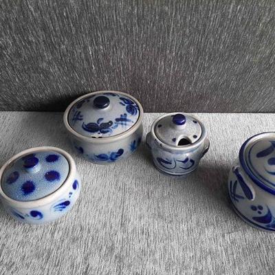 Vintage Blue Salt Glaze Pottery