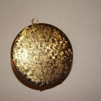 Gold Tone Photograph Locket, Pearls & Turquoise Colored Beads