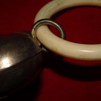 Vintage Silver Tone Heart Baby Teething Rattle