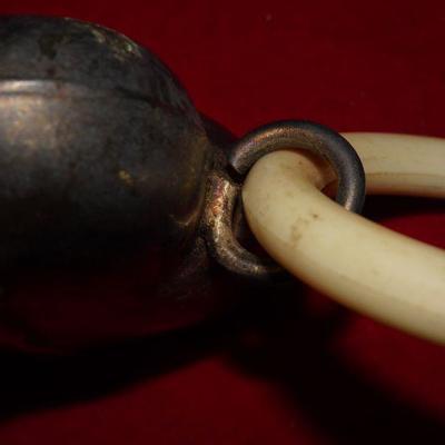 Vintage Silver Tone Heart Baby Teething Rattle