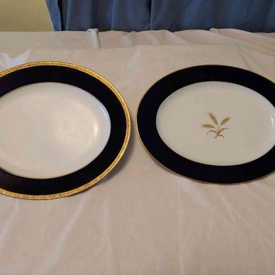 Bavarian and German serving plates with blue rim
