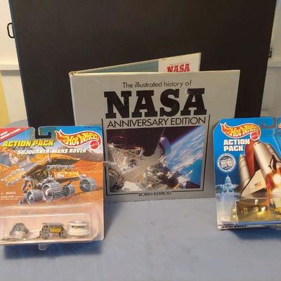 SEALED 2 Hot Wheels NASA Action Pack and  NASA book
