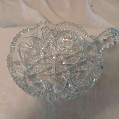 2 crystal dishes with handles