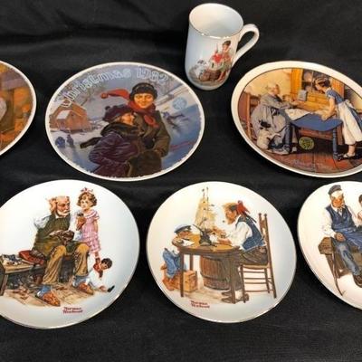 Norman Rockwell plate - Lot 7 plate and 1 mug
