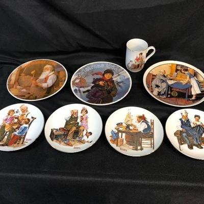 Norman Rockwell plate - Lot 7 plate and 1 mug