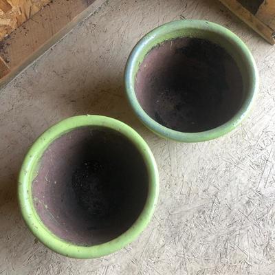 Lot 194 - Green Pottery Planters with Candles