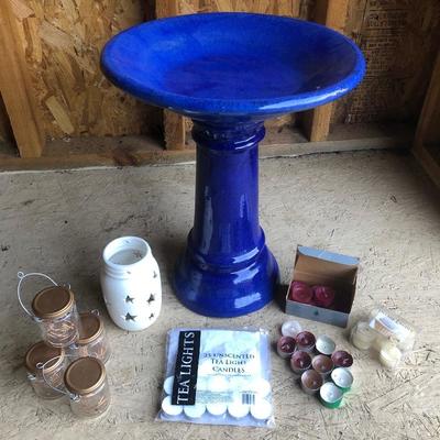 Lot 196 - Birdbath and Candles