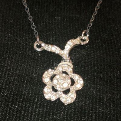 CZ Sterling Flower Necklace 