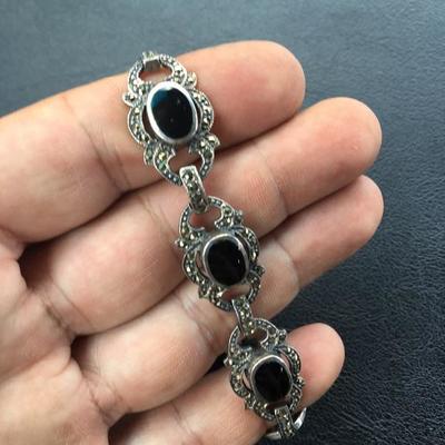 Vintage Sterling with Onyx Bracelet