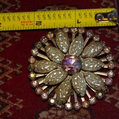1950's Rhinestone and Faux Pearl Brooch