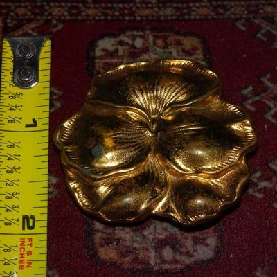 Gold Tone  Art Nouveau Style Pansy Flower Pin Brooch 