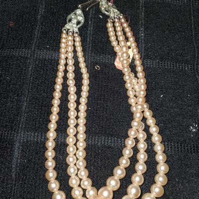 Vintage 3 strand Pearl Necklace 