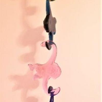 Lot #17  String of Mitchell Gaudet Art Glass Hanging Monkies
