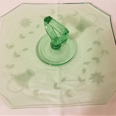 Lot #20  Pair of Matching Vaseline Glass Tidbit platter in great condition.