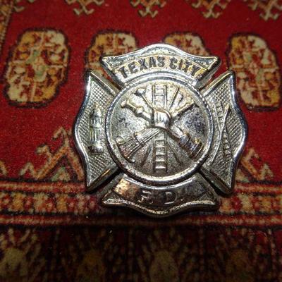 Vintage Texas City Fireman Badge, F.D. Fireman