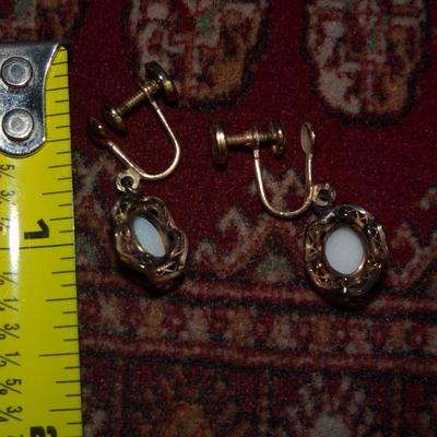 Childs Screw Back Opal Earrings, Fold Filled 12K GF
