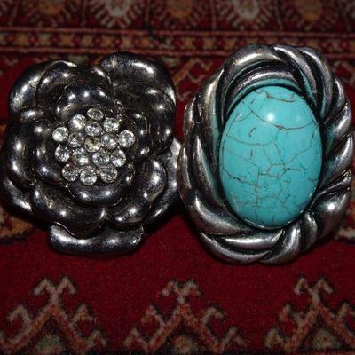 Flowers & Turquoise Stretch Rings
