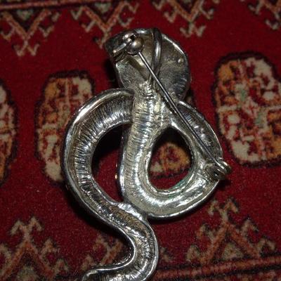 Cobra Snake Brooch Pin, Rhinestone Snake Pin