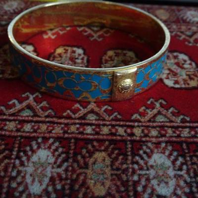 Vintage blue & gold tone COACH bracelet Bangle 