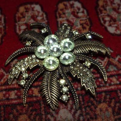 Vintage Style Rhinestone Brooch, Flower Pin