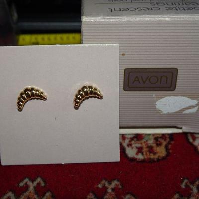 Vintage AVON Child's Post Earrings, Crescent Moons 
