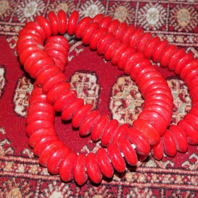Red Glass / Coral? Beaded Necklace