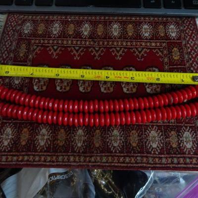 Red Glass / Coral? Beaded Necklace