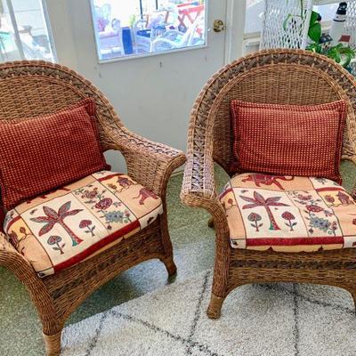 LOT 27 PAIR OF BROWN VICTORIAN STYLE ARM CHAIRS