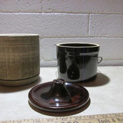 3-033 Two Medium Pots, 1 has lid