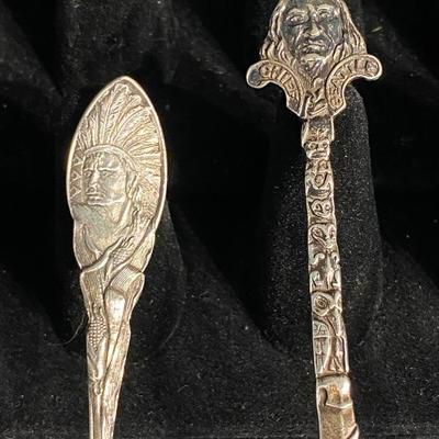 Set of 5 Sterling Indian Chief Collector Spoons 