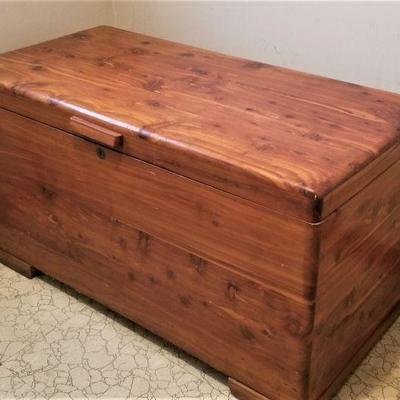 Lot #83  Large Vintage Cedar Chest on Wheels - very clean