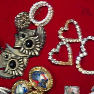 Rhinestones, Vintage Pins, Astrology Charms, Key to my Heart Brooch and more! Jewelry Lot, M-21